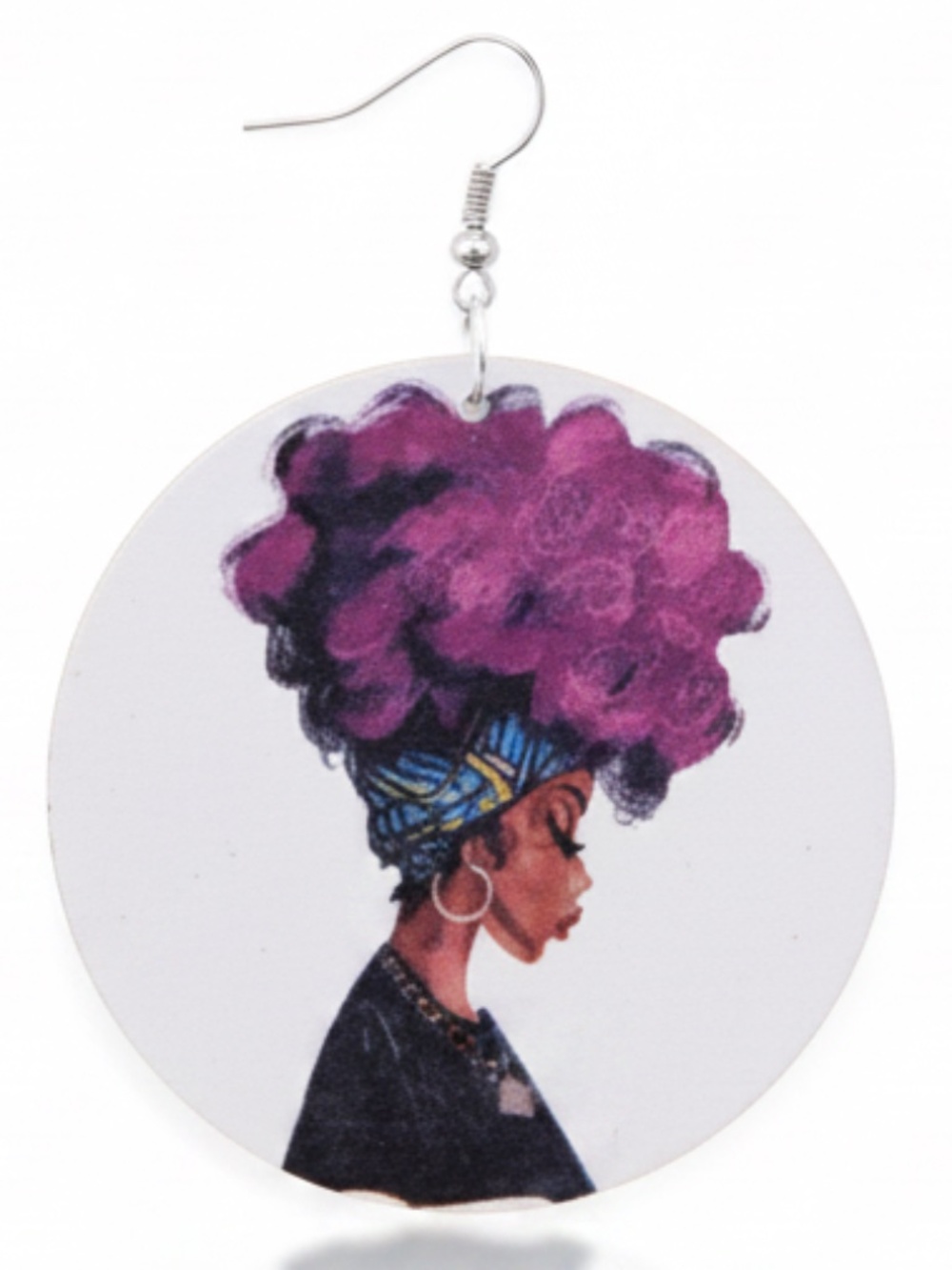 Womens Round Wood Earrings - Picture 2 of 3